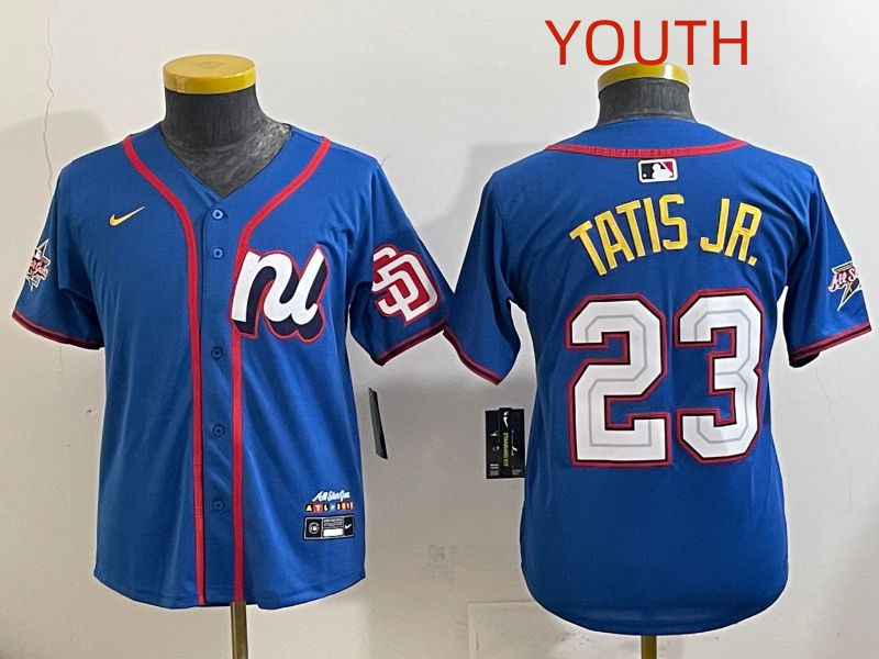 Youth 2025 San Diego Padres #23 Tatis jr Blue All star Nike MLB Jersey style 4
